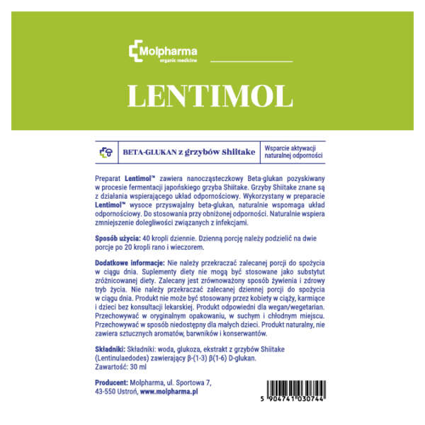 Grzyby Shiitake ekstrakt - Lentimol 30ml