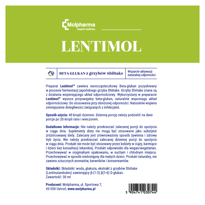 Grzyby Shiitake ekstrakt - Lentimol 30ml